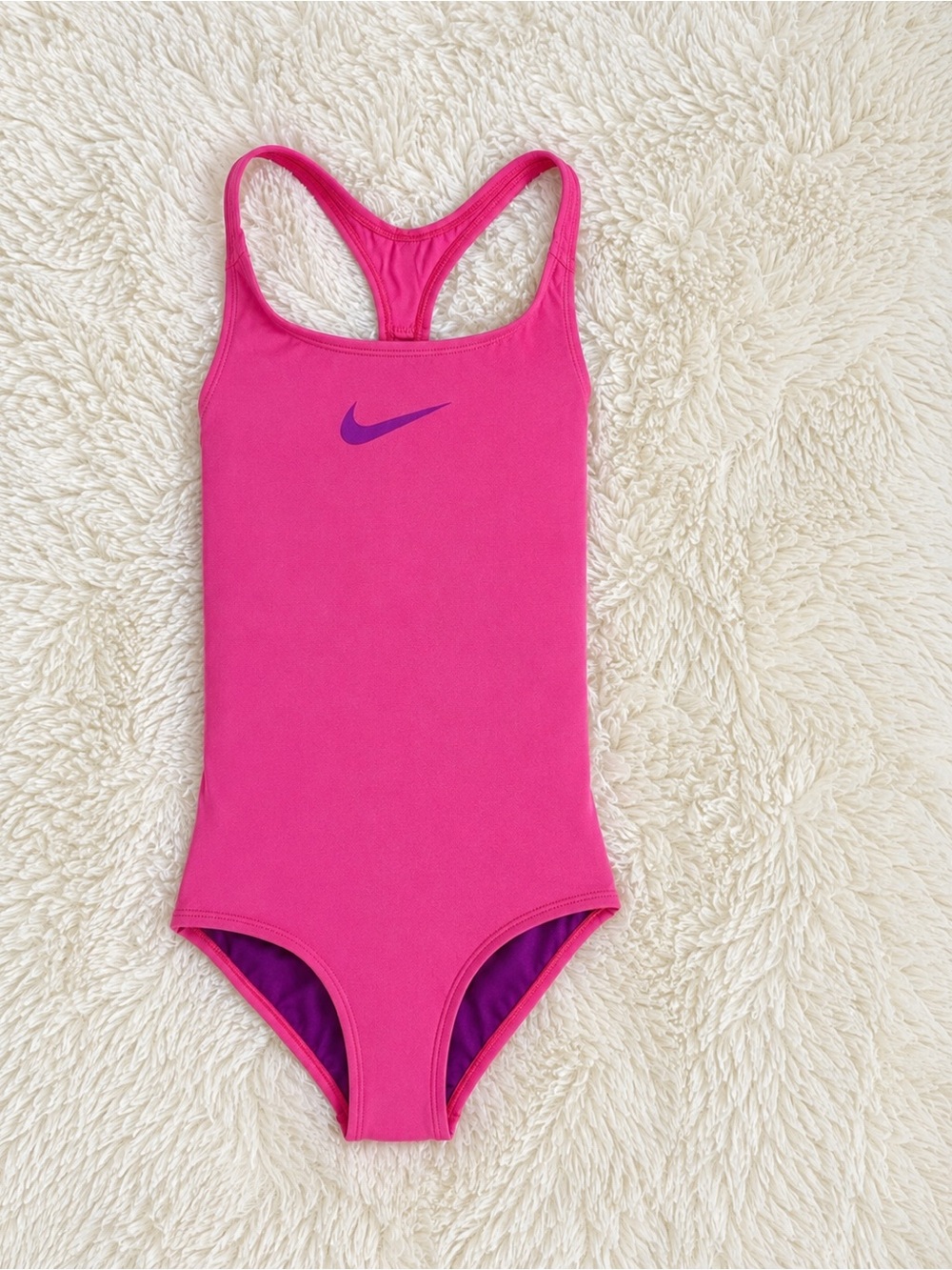 Nike Girls One Piece Swimsuit Youth Large 146–156 cm Pink Purple EUC Like New